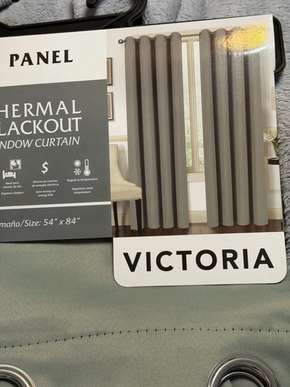 Victoria Thermal Blackout Window Curtain 2 Panels - Gray NWT